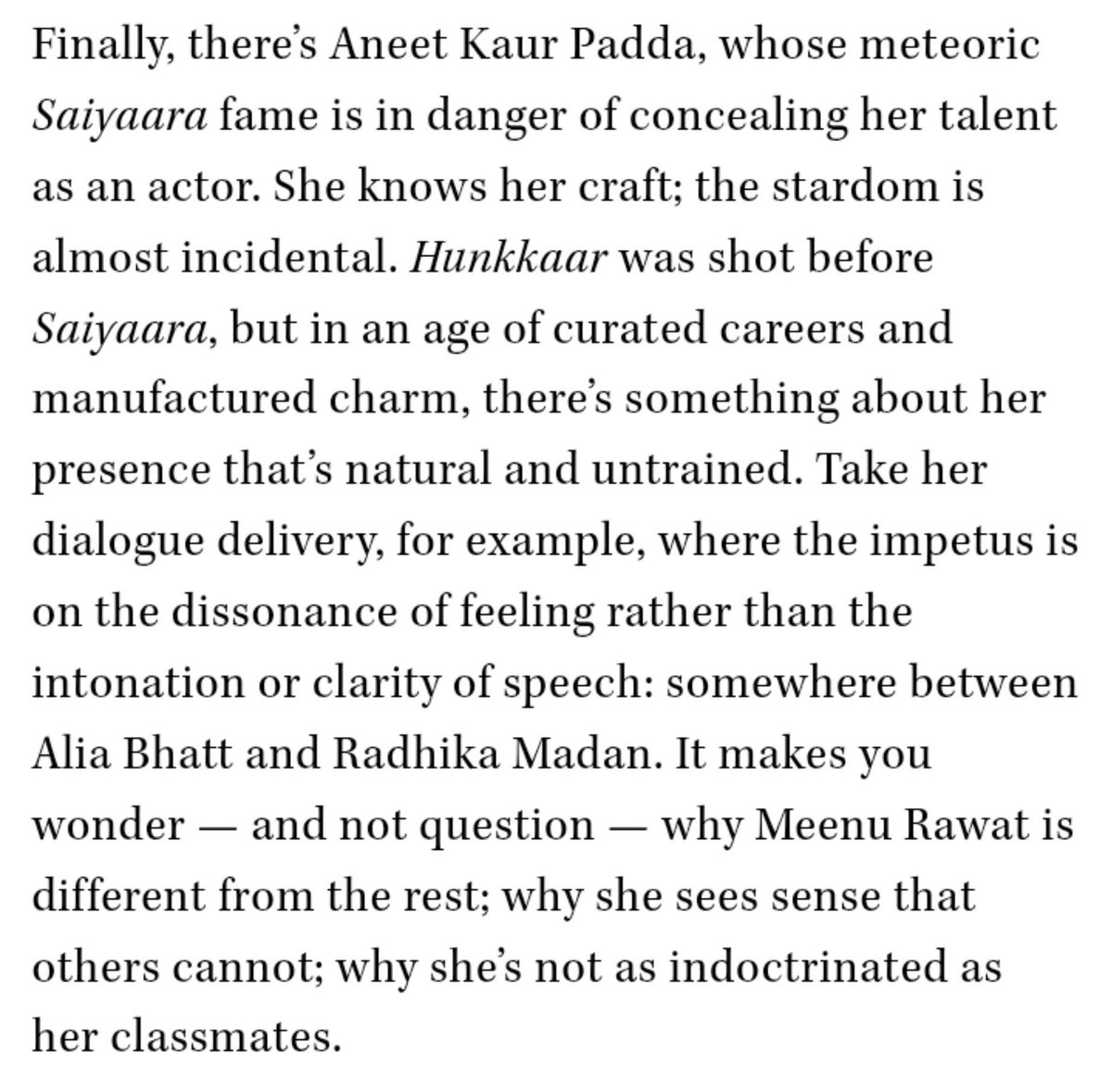 AneetPaddaFC's tweet photo. Meenu Rawat appreciation ⭐🔥
Aneet Padda absolutely owned this role. Critics are stunned by her performance. The vulnerability, rage, pain and intensity she brought to Meenu… phenomenal. What an actress. ❤️‍🔥 https://t.co/jgXjShSJOS