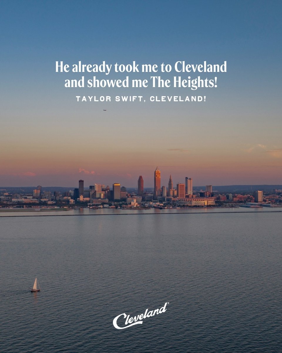 TheCLE's tweet photo. Cleveland! Taylor’s version.

There’s something we can all agree on - The Land’s a real one. What are your thoughts on Taylor Swift’s Cleveland! #TheLandforLife https://t.co/zj9HoVVo1V