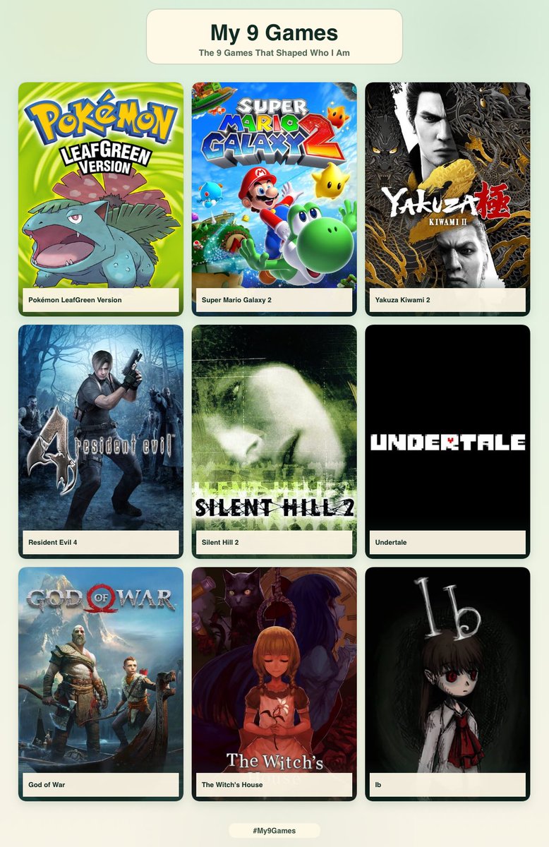 weedkitten's tweet photo. my 9 games that shaped who i am ! (*ᴗ͈ˬᴗ͈) ✧ https://t.co/Zy1hc1FrDa