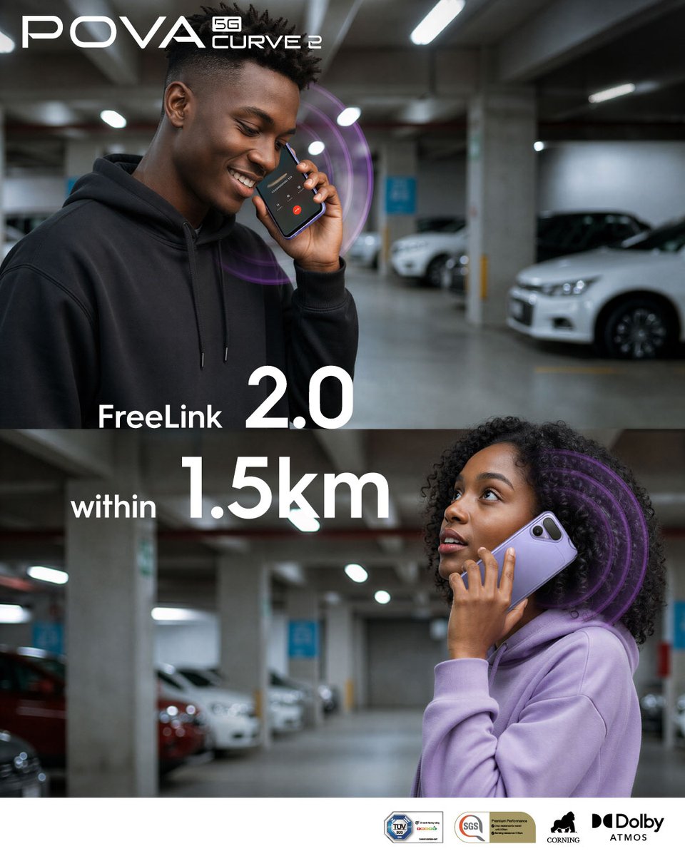 TECNOMobile254's tweet photo. A little distance won’t break the connection. 
Stay connected within 1.5km with FreeLink 2.0 on POVA Curve 2 5G. https://t.co/JXrPNoJqZN