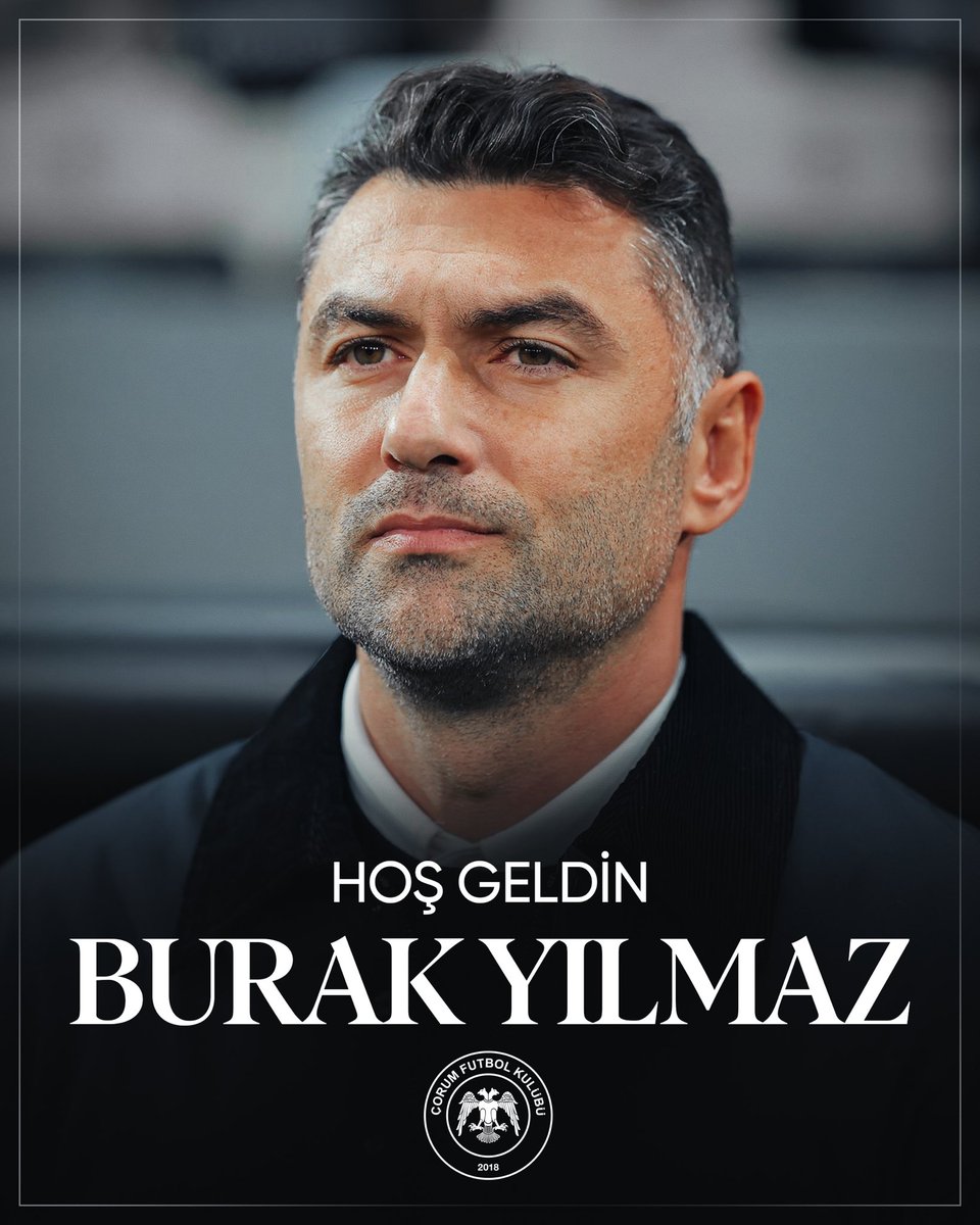 corumfk's tweet photo. Hoş Geldin Burak Yılmaz!

Kulübümüz, teknik direktörlük görevi için Burak Yılmaz ile anlaşma sağlamıştır.

Hocamıza Süper Lig yolumuzdaki yeni görevinde başarılar dileriz. https://t.co/ttHoyLl17a