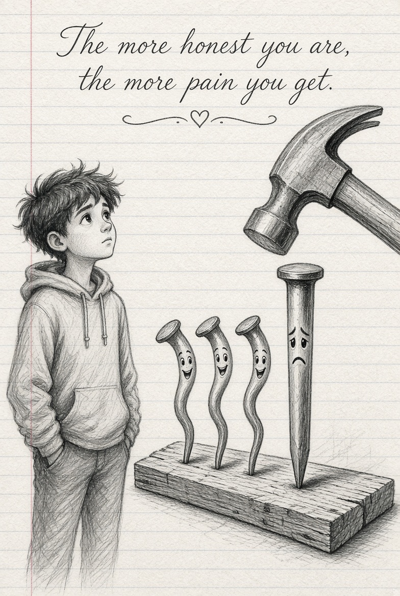 gabooduae's tweet photo. Truth Hurts the Most 💔🔨
The more honest you are, the more pain you get.

#TruthHurts #HonestLife #RealisticSketches #DeepThoughts #LifeLessons #SketchArt #EmotionalArt https://t.co/zs6Y5NVtcR