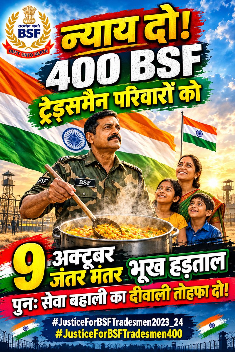 mithunyada4uaj's tweet photo. #JusticeForBSFTradesmen2023_24

#JusticeForBSFTradesmen400

🇮🇳 ये सिर्फ 400+Tradesman की बात नहीं,400+परिवारों के भविष्य की बात है ।🇮🇳🇮🇳🇮🇳🇮🇳🇮🇳🇮🇳🇮🇳🇮🇳🇮🇳🇮🇳🇮🇳🇮🇳🇮🇳🇮🇳

@PMOIndia 
@AmitShah 
@HMOIndia 
@BSF_India 
@NSDCIndia https://t.co/77vbvCHV8j