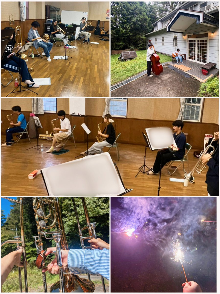 dokkyo_cats's tweet photo. ご報告遅れましたが、9月11日から14日にかけて、山梨県の「ペンション鉱泉閣」さんにて夏合宿を行いました！⛰️✨

​初日はステラジャムを見学し、同世代の演奏に部員一同刺激を受けました…！
そこから4日間、スウィング漬けの時間を過ごしました🎷🎶

#swingincatsjazzorchestra #swingincatsjo https://t.co/pbA4ye1sYe