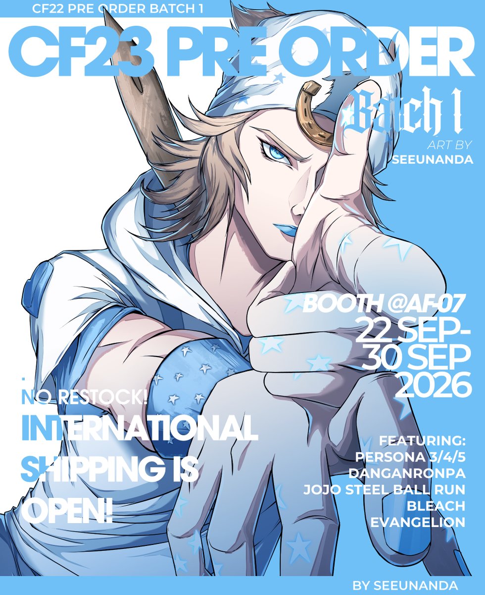 seeunandaaa's tweet photo. 🩷🔄 are very appriciated! 

My JJBA Steel Ball Run Catalog for #CF23 Pre Order Batch 1

🗓️ until 30 Sep
📦 Pick Up Both Days/ Mail/ International Ship
🐉 JoJo BIzzare Adventure Steel Ball Run

Pre Order Link on Bio!

#cf23catalog #cf23catalogue #comifuro23 #sbr https://t.co/4ddgq6v7Zg