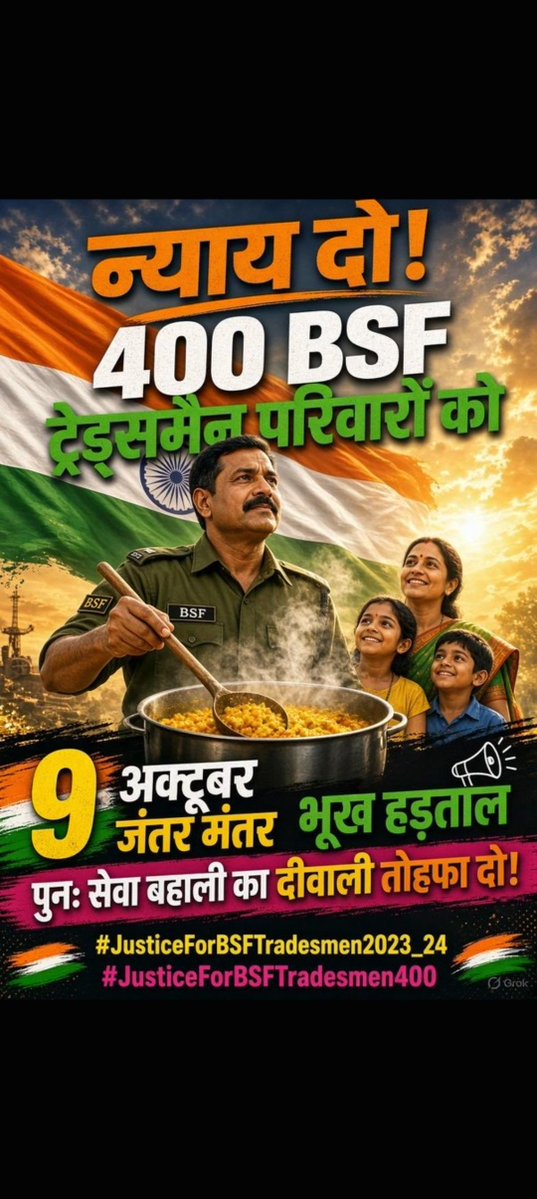 sandeepraj19205's tweet photo. #JusticeForBSFTradesmen2023_24

#JusticeForBSFTradesmen4
🇮🇳🇮🇳🇮🇳🇮🇳🇮🇳🇮🇳🇮🇳🇮🇳🇮🇳🇮🇳🇮🇳🇮🇳🇮🇳🇮🇳

@PMOIndia 
@AmitShah 
@HMOIndia 
@BSF_India 
@NSDCIndia https://t.co/xIF15IKKJN