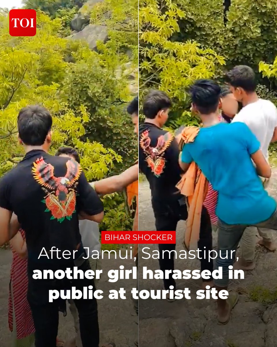 timesofindia's tweet photo. #Bihar | A video allegedly showing a minor girl being harassed in public at Bihar’s Mandar Parvat tourist site in Banka has surfaced online, prompting police to register a case against six unidentified youths.

Know more 🔗https://t.co/ot0Lnghjr1 

Download the TOI App and stay in the know 👉 https://t.co/ogFaRsVinV