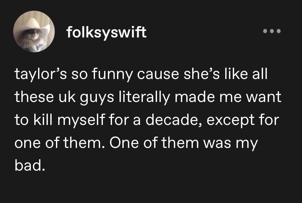folksyswift's tweet photo. Taylor Swift is my favorite comedian https://t.co/v9ycpZkCeR