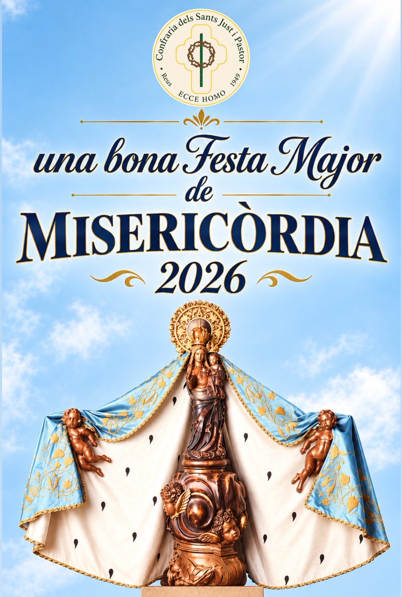 eccehomoreus's tweet photo. 🌹 Des de la Confraria dels Sants Just i Pastor de Reus, us desitgem una Bona Festa Major de Misericòrdia 2026! 💙🙏

#Misericòrdia2026 #Reus #FestaMajor #Misericòrdia #Confraria https://t.co/7rRJftqaC7