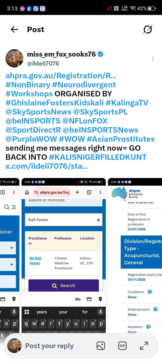 ildeli7076's tweet photo. KALI HAS NO FUCKING EXCUSE @BEIN ACCREDITED BY #AHPRA AS A #PRACTIONER IN @AUSTRALIA for GIVING #FALSE #TESTIMONY #EVIDENCE IN COURT SO SHE CAN #RECEIVE A #FINANCIAL DEAL #FROM A #RAPIST #VIOLENCE TO #WOMEN PIECE OF SHIT IN #PRISON= THATS WHY #HE DANNYDANIEL SAID "#KALI I AM AS #GUILTY AS YOU" IN HIS LETTER AND TO ME WITH THE TABLES HAVE TURNED ON YOU #KALI #BLOOD #SUCKING #LEECH THAT SHOULD BE BURNT ๐ฅ WITH HER #WICKED #SELINE.INES #DEVIL #WORSHIPPING #WITCHES WHO ALL PRAY TO #SATAN