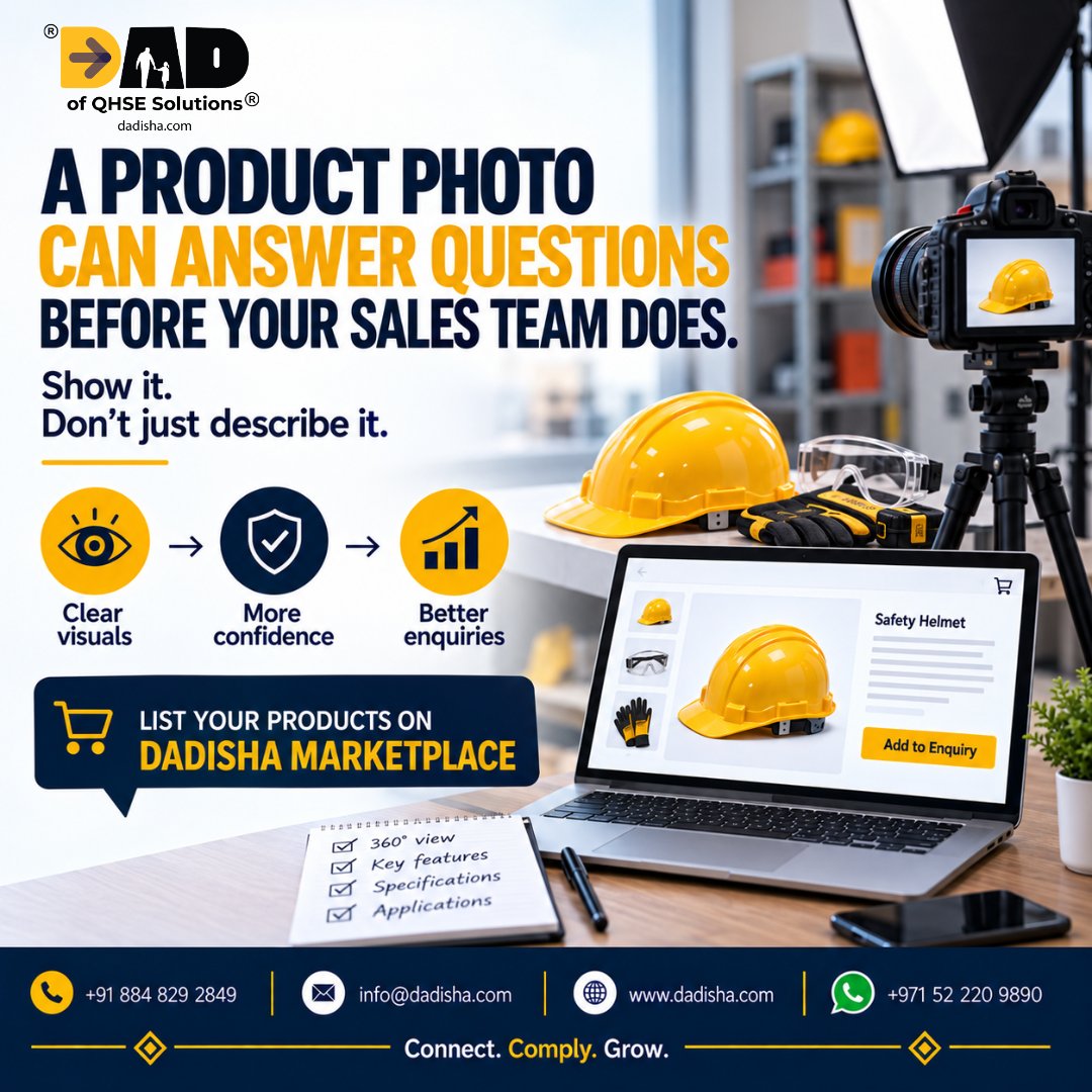 DadishaMarket's tweet photo. Show it. Don’t just describe it.
A clear product photo + complete specifications can build buyer confidence before your sales team steps in.
Better information → Better confidence → Better enquiries.
List your products on Dadisha Marketplace.

 #B2B #IndustrialProducts #QHSE https://t.co/MIhvOAMhTm