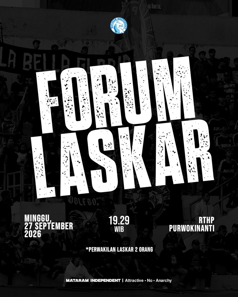 The_Maident's tweet photo. 📣Forum Laskar📣

Mari duduk bersama untuk membicarakan langkah kedepan yang akan kita ambil. 

Diharapkan kehadirannya, Perwakilan 2 orang dari setiap Laskar/Komuntas dibawah naungan Mataram Independent. 

Bersatu untuk kebanggaan Jogjakarta. 
#TheMaident https://t.co/sWaMcIDK1X