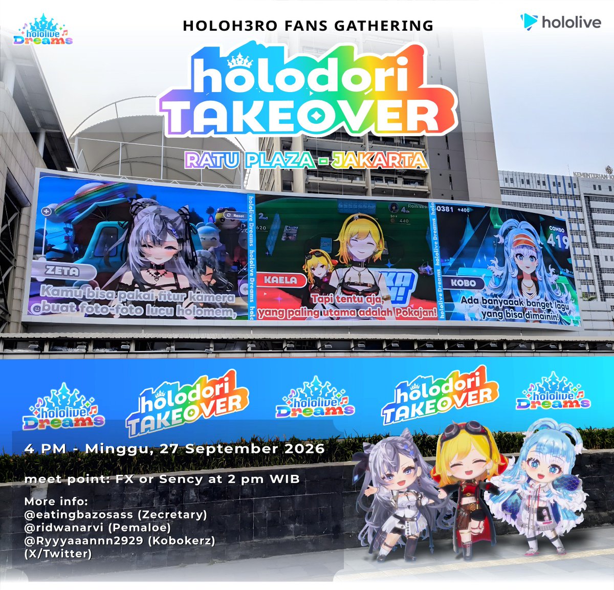 Ryyyaaannn2929's tweet photo. Jangan lupa di hari minggu holoh3ro mengadakan gathering, 
Untuk pemaloe bisa menghubungi @ridwanarvi 
Untuk  Zecretary bisa menghubungi @eatingbazosass 
Kita fotbar di ratu plaza (holodori), jam 16.00 wib
Note: Di mohon bawa payung untuk antisipasi hujan https://t.co/sqyVrapumZ