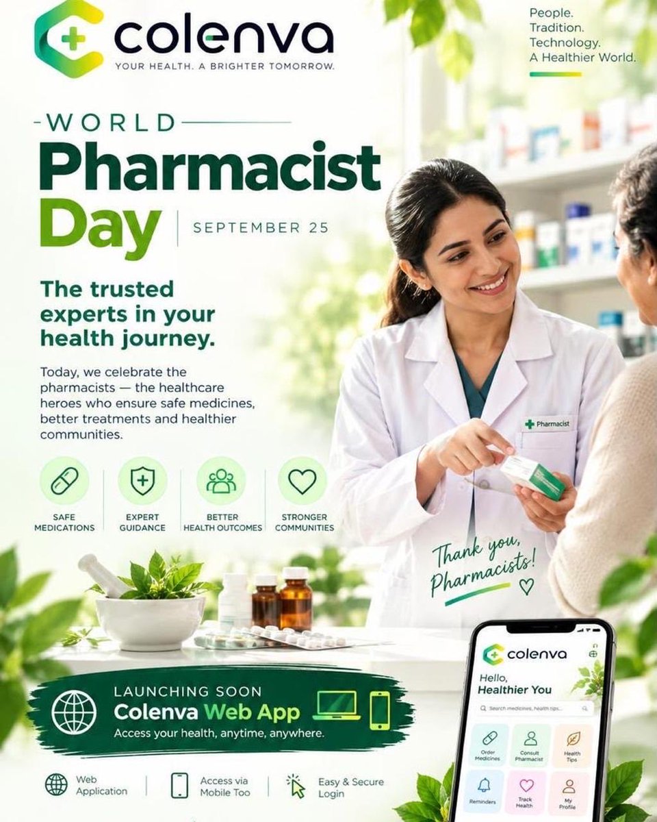 colenvaglobal's tweet photo. Behind every medicine is a person who cares.

To every pharmacist helping make healthcare safer, more accessible and more human — thank you.

Happy World Pharmacists Day!

#WorldPharmacistsDay #Colenva #HealthcareWithHeart #BetterHealth https://t.co/1Xp2F78J1D