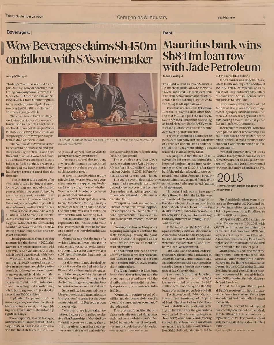 ahmednasirlaw's tweet photo. I don't know why Kenyan newspapers obsessively HIDE the names of judges who decided important cases so that the public can read them "in context" and appreciate or frown. Take for example the two cases on page 7 of today's Business Daily. What is difficult or secret about the writer/editor sharing the names of judges? I asked Meta AI to tell me the judges who rendered the two decisions. I then asked Meta to give a short background on Visram, J.
