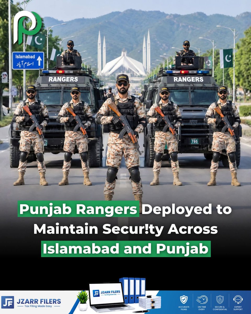 Akkhans1a's tweet photo. The federal government has deployed Rangers across Islamabad and various districts of Punjab following official requests from the Islamabad administration and Punjab Home Department. https://t.co/6dQgvWYtLQ