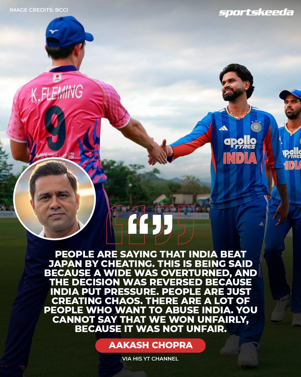Sportskeeda's tweet photo. Aakash Chopra reacts to the recently concluded one-off T20I between India and Japan.

#JAPvIND #T20Is #AsianGames #Sportskeeda https://t.co/Zvo7OMANXT