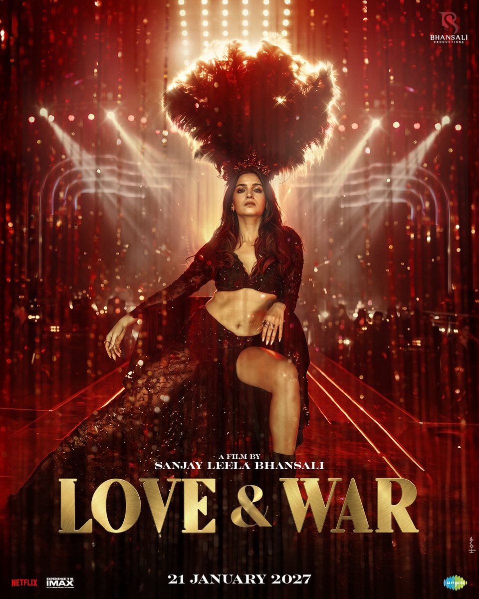 bhansali_produc's tweet photo. Aag bhi, dilon ki jaan bhi! ❤️‍🔥 

Sanjay Leela Bhansali’s Love &amp; War on 21st January 2027 ❤️

See you at the movies! 🎬

#LoveAndWar

@saregamaglobal #RanbirKapoor @vickykaushal09 @aliaa08 #PrernaSingh https://t.co/vv7aP0O6hL