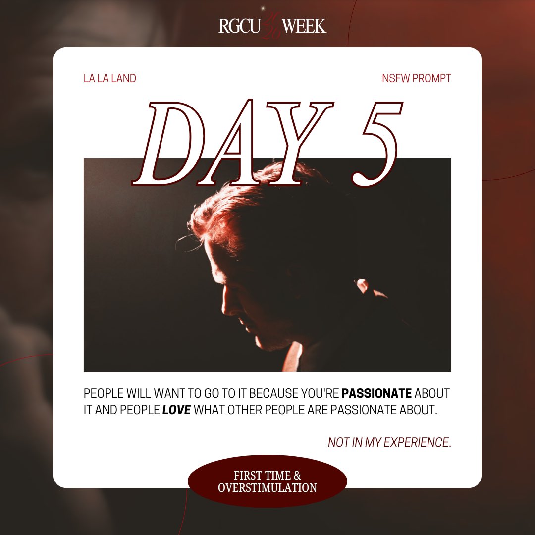 rgcuevent's tweet photo. rgcu week’s day 5 nsfw theme is…drumroll please…

first time &amp; overstimulation!

#2026rgcuweek #rygos #rgcu https://t.co/aJ95PXYoo2