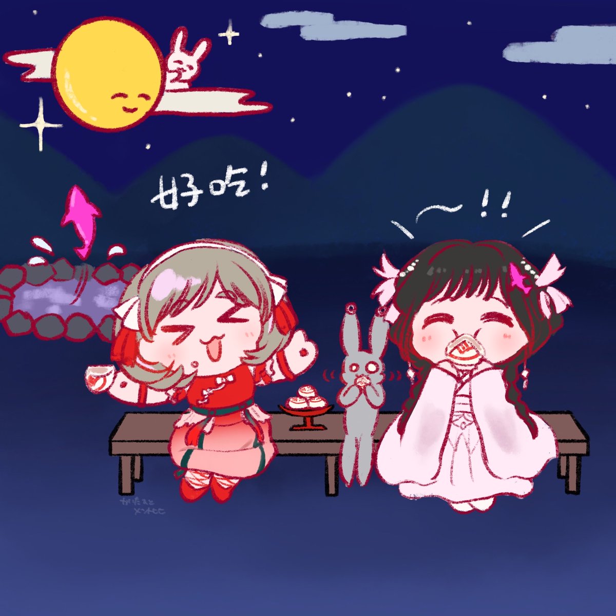 mgn_police's tweet photo. 今宵は中秋の名月そして中秋节！🌕✨
みんなでお月見できるかな…？🎑🥮🐰 https://t.co/iuBerRSibv