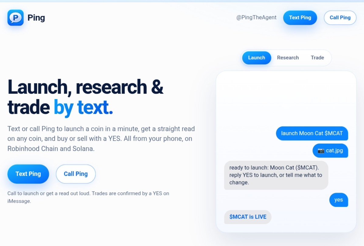 0xAjju's tweet photo. Most people are still opening 15 tabs to launch a coin, research it, and ape in.

@PingTheAgent just deleted all of that.

You text or call one number: +1 (718) 406-3668

That's it. https://t.co/CPzZ8zbXfz
