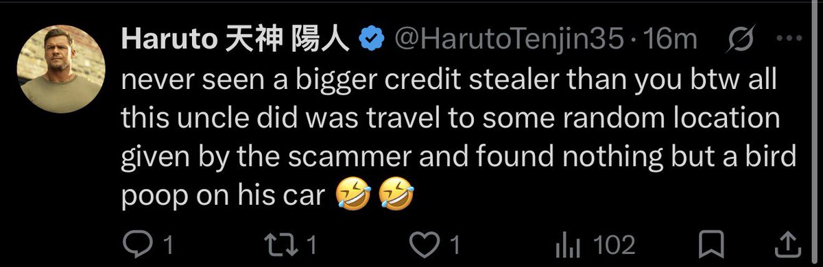 HarutoTenjin35's tweet photo. The curse of being a small account is you do all the hard work yet these boomer reach vultures steal all our credit and reach 🙂 https://t.co/UWXCE7bGJR