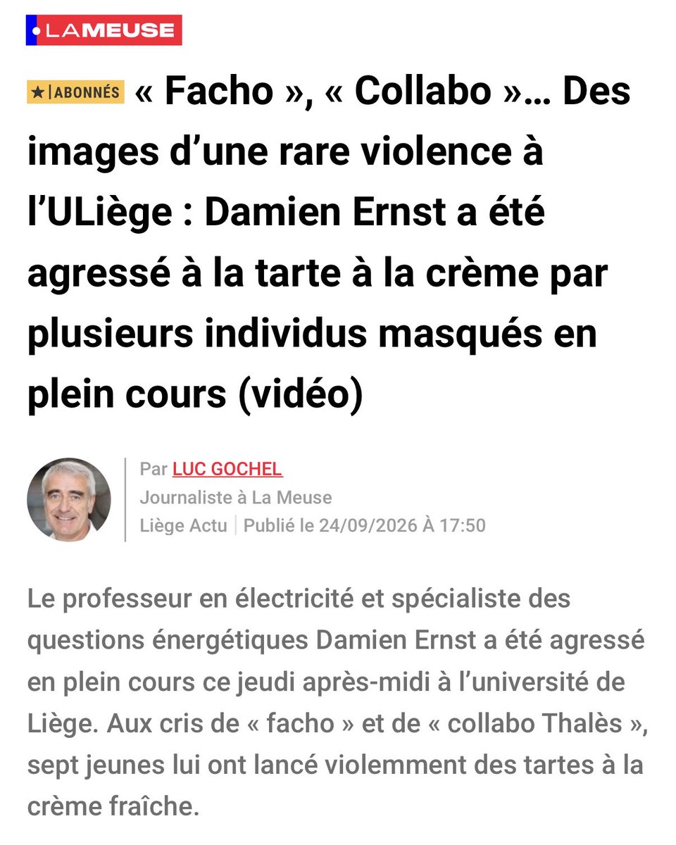 YVerougstraete's tweet photo. Cette violence est inacceptable. Soutien au professeur @DamienERNST1.

L’université est par essence un lieu de débat et de confrontation des idées. On y apprend à critiquer, à contester et à convaincre avec des mots et des arguments. Jamais par la violence physique. https://t.co/Dso1hI4vhM