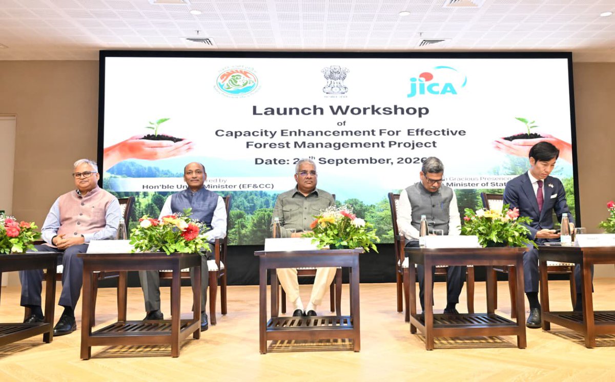 EnvironmentPib's tweet photo. Union Environment Minister launches Workshop on ‘Capacity Enhancement for Effective Forest Mgmt Project’, in collabn with JICA, in New Delhi

Focus on Region-specific Capacity-building Modules reflecting Local Knowledge &amp; Challenges: Sh. @byadavbjp 

📝 https://t.co/seRDLF2C6U https://t.co/yKLstMd2ub