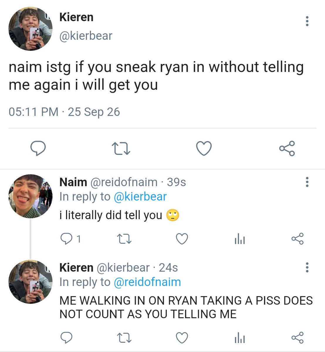 ParkBenchTheBug's tweet photo. short dumb as hell #ronren + #ryanaim 
smau, literally just being stupid on twinote https://t.co/k7UE8WwwD9