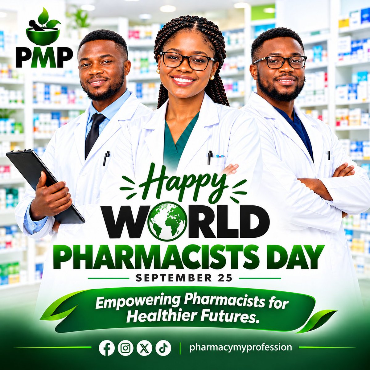 PMP_Rx's tweet photo. Happy World Pharmacists Day 💚💊

Today, we celebrate pharmacists and the invaluable role they play in advancing healthcare, promoting safe medicine use, and improving lives. https://t.co/xzYtKv8r2o