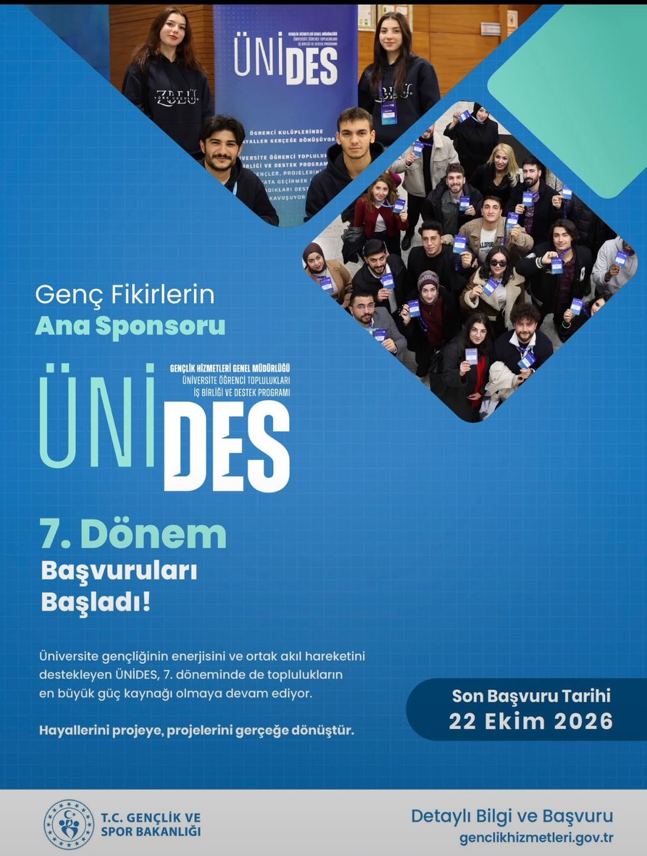 hacibayramedutr's tweet photo. Genç Fikirlerin Ana Sponsoru UNİDES Başvuruları Başladı.

#AnkaraHacıBayramVeliÜniversitesi
#HBV https://t.co/2jZ7pU3gtt