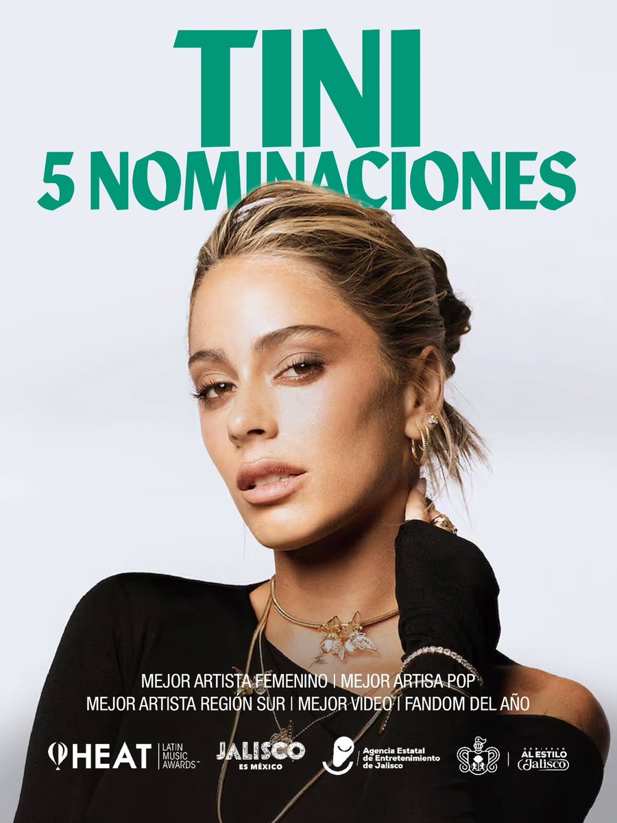 StoesselCrave's tweet photo. Nominaciones | Premios HEAT Latin Music Awards , TINI recibió 5 nominaciones: 

▫️Mejor Artista Femenino
▫️Mejor Artista Pop
▫️Mejor Artista Región Sur
▫️Mejor Video
▫️Fandom del Año

Votaciones en la App https://t.co/eht516YQdf  una vez cada 24 horas por categoría hasta el 15/10 https://t.co/lsEKcjePmk