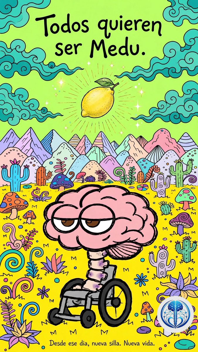 Neuromedular12's tweet photo. ¿Quién es Medu? 🧠♿️

Un cerebro en silla que va full tranqui. Se cayó, se levantó y aprendió a vivir sin drama, a su ritmo.
Cero lástima, puro flow, humor y buena vibra.
Porque Medu somos todos.

#medu #lesionmedular #inclusion #solana #Web3 https://t.co/sa2dGJTTSV