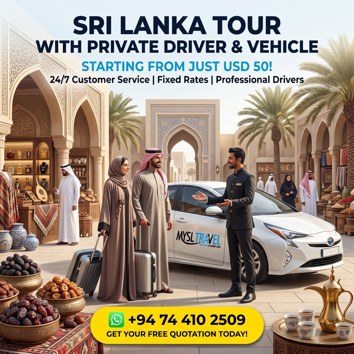 MyslTravel's tweet photo. SRI LANKA TOUR WITH PRIVATE DRIVER & VEHICLE ๐ฑ๐ฐ Starting from just USD 50! Enjoy comfortable vehicles, professional drivers, fixed rates and 24/7 customer service with MYSL Travel.
WhatsApp: https://t.co/AQZKRE0shx
#MYSLTravel #SriLankaTravel #PrivateDriver https://t.co/VFFXxBBMW3