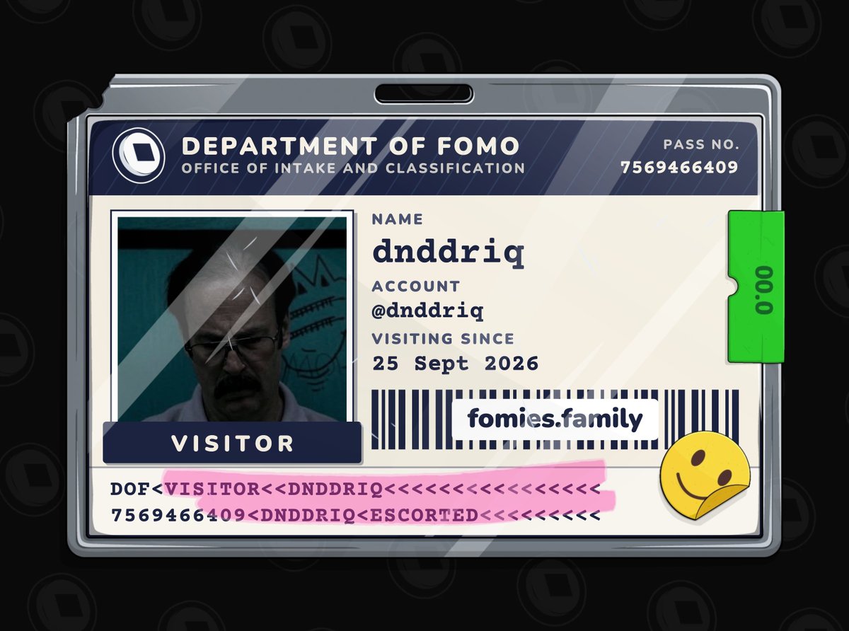 dnddriq's tweet photo. visiting the department of fomo. no case yet. must be escorted at all times. @FomiesNFT https://t.co/MC881PVhR8