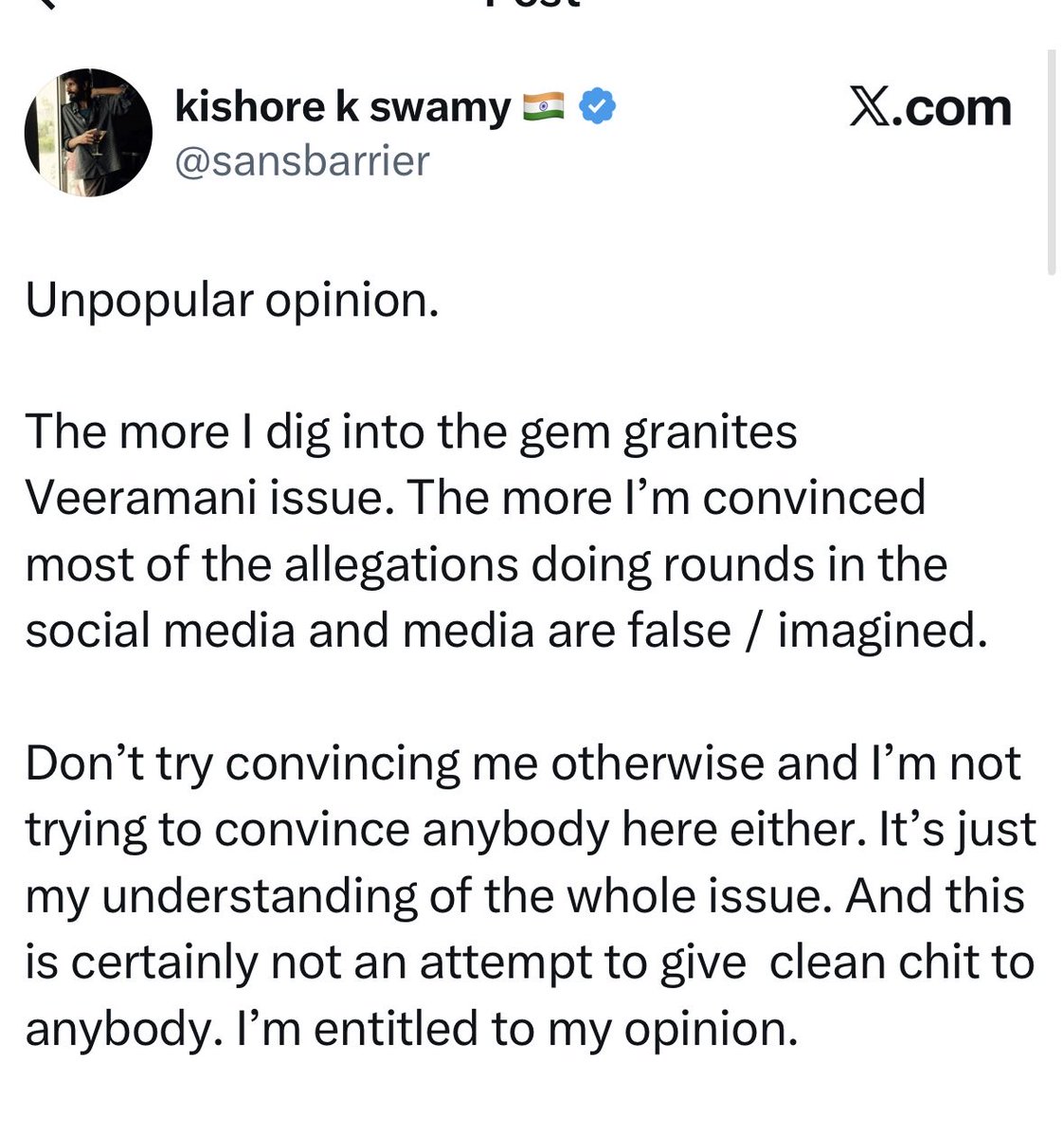 Sukannan3's tweet photo. @sansbarrier @RajVimalD Here, you say that most of the allegations are false.. to the best of my knowledge there is only one allegation  against Veeramani that he sexually abused minor girls.  If you say that is false despite the video evidence.. I don’t have anything to say, Sir https://t.co/melM0B8odJ