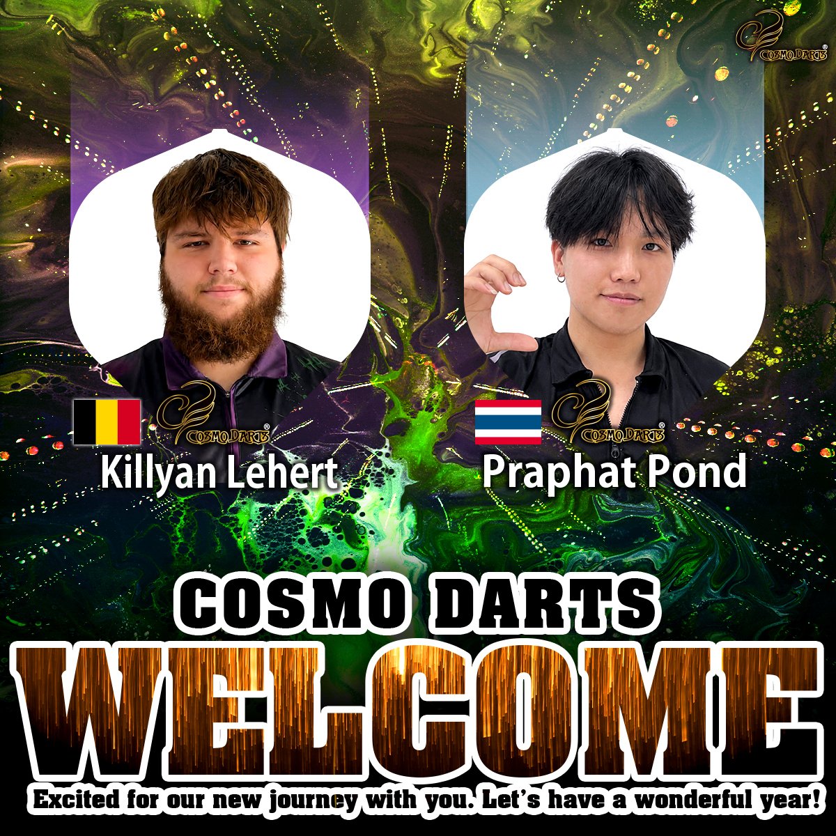 CosmoDarts's tweet photo. 🔥新規プレイヤー発表！🔥

COSMO DARTSに新たな仲間が加わりました！🎯✨

💎Ambassador
鈴木 猛大 （Takehiro Suzuki）🇯🇵

長年ダーツシーンの第一線で活躍してきた鈴木猛大選手が、
COSMO DARTS Ambassadorに就任しました！🔥

🎯COSMO DARTS
キリアン・ルハルト（Killyan Lehert）🇧🇪
プラパット・ポンド（Praphat Pond）🇹🇭

新たに加わった3選手とともに、
これからのCOSMO DARTSをさらに盛り上げていきます！🚀

皆さん、応援をよろしくお願いします！💪🔥

#COSMODARTS #FitFlight #darts #TakehiroSuzuki #KillyanLehert #PraphatPond