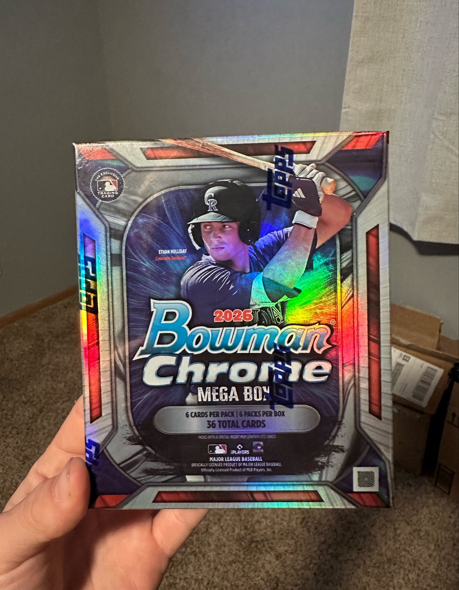 philkeefious's tweet photo. Hit a banger today from one Bowman Chrome mega box! Here are the top hits.

-/50 Ethan Holiday on card auto
-/250 Justin Crawford RC
-Jonesy Colume and Cleiner Ramirez laser refractors
-PCA MOJO refractor
#Bowman #Chrome #Hobby #Baseball https://t.co/Fvv6dBmC5L