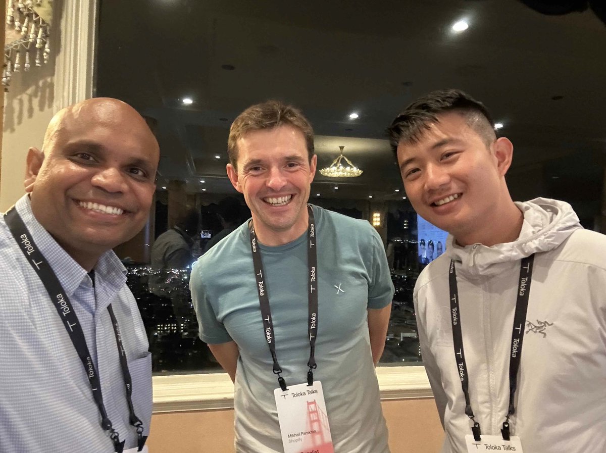 anshuman1's tweet photo. Great discussion on Closing the Gap: Can Open Models Match Frontier Performance and How Would You Even Know? [Link below]. This is the first event in the series. Keep an eye out for more events like this.

Got a rare opportunity to take selfies with @MParakhin (CTO, @Shopify and 2026 Time Executive of the Year), @the_bunny_chen (co-founder, @FireworksAI_HQ), and Sunzay Passari (Global Head of AI Transformation @UPS).

Thank you @vaibhav118, @MegorskayaOlga, and the @TolokaAI team for inviting me and hosting the event. 

https://t.co/n5jbiWGqXP