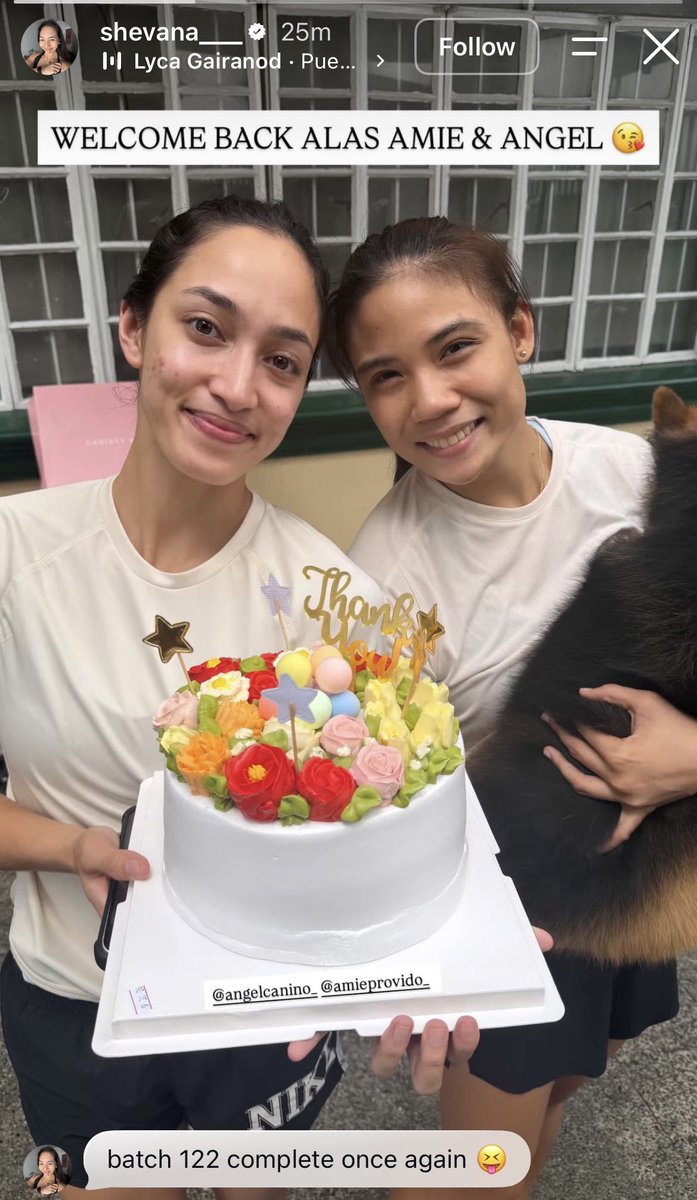 tj_canino's tweet photo. MAY PA-WELCOME BACK CAKE SI SHEVANA KAY ANGEL AT AMIE WAHAHAHAHAHA OKAY NEXT MAGSAMA NA KAYO SA ALAS PILIPINAS PLEASE 🥹🙏🇵🇭 https://t.co/pG5jXNG68A