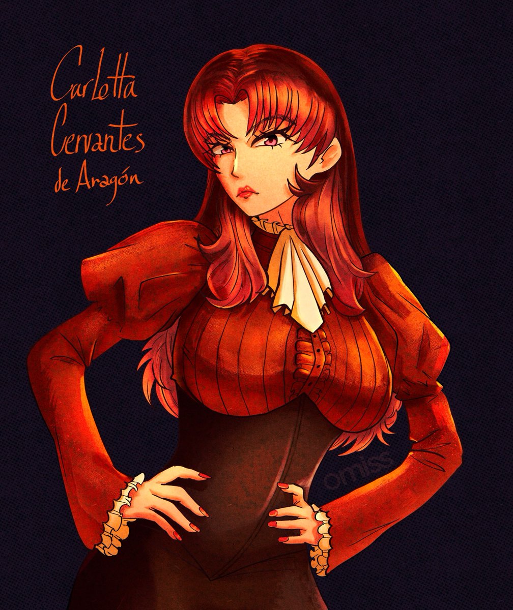 OmissBear's tweet photo. Carlotta Cervantes, my Spanish ojousama has had some slight hair and outfit changes but she's otherwise the same haughty, spoiled woman https://t.co/NMqLsNtlWc