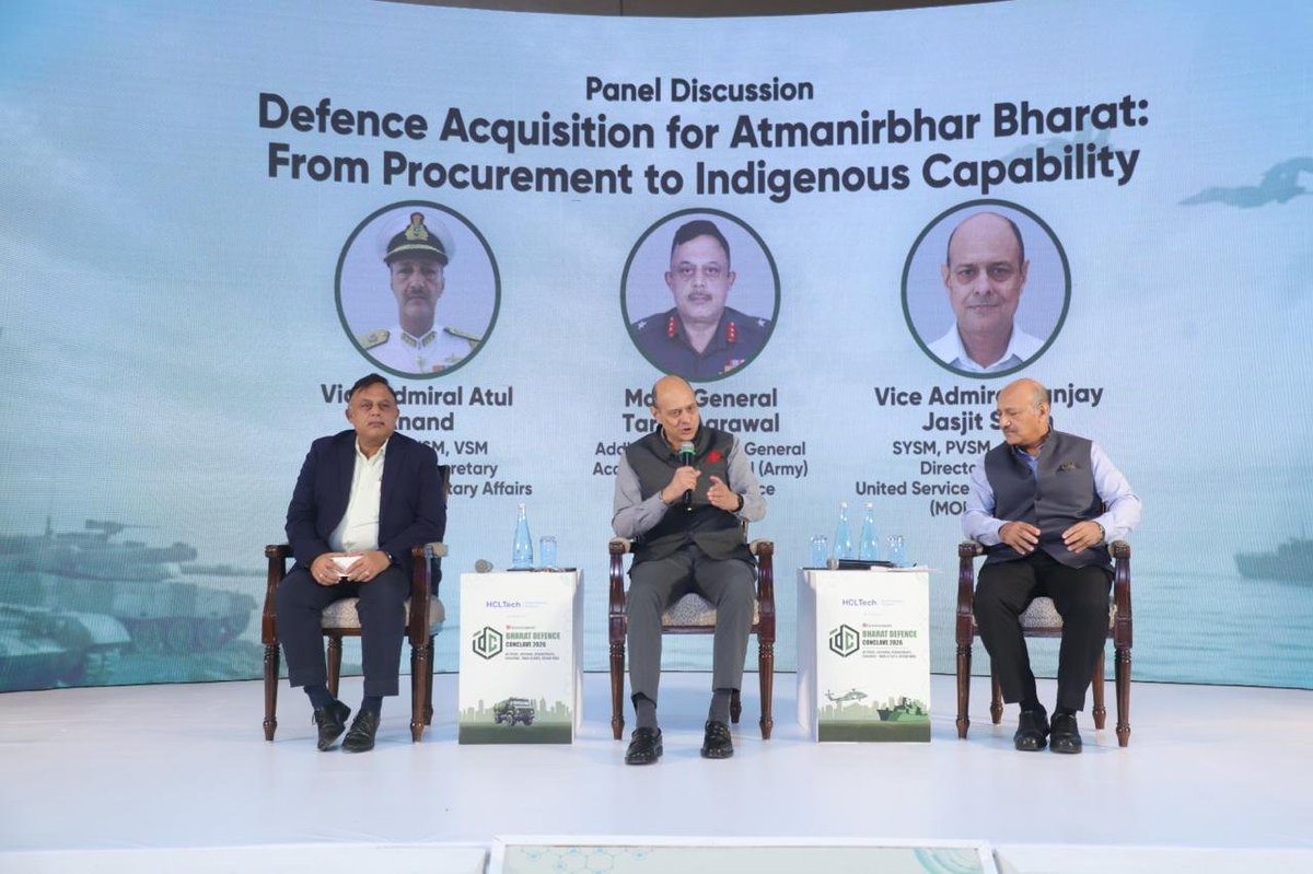 USIofIndia's tweet photo. DG #USI VAdm Sanjay J Singh (Retd) moderated panel discussion at ET #BharatDefenceConclave on "Defence Acquisition for Atmanirbhar Bharat," with VAdm Atul Anand (Retd) and Maj Gen Tarun Agrawal. https://t.co/ku44hdiyxa