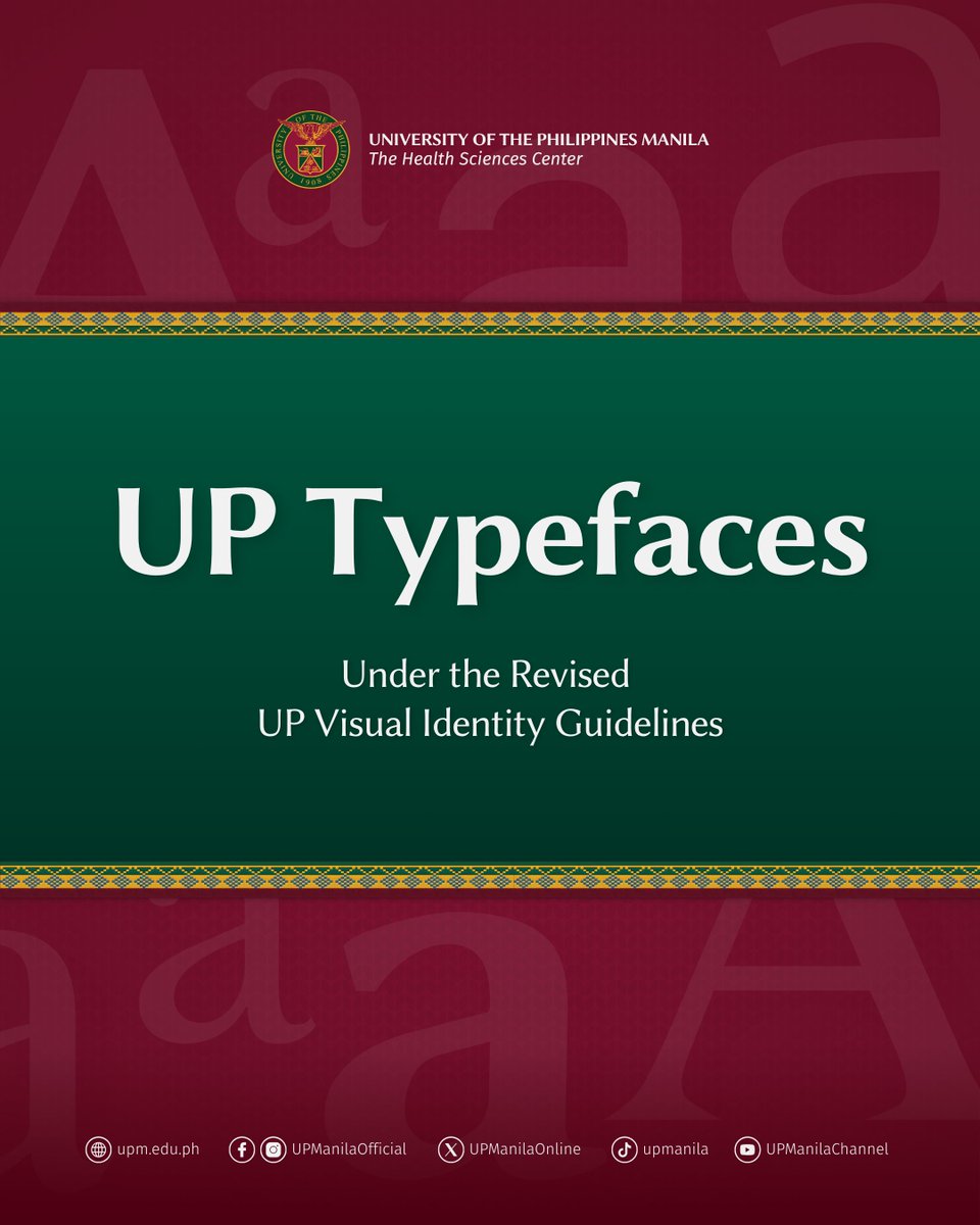 UPManilaOnline's tweet photo. FONTS BA KAMO? DAMI KAMI NIYAN 🤓

Here are the official University of the Philippines (UP) fonts under the revised UP Visual Identity Guidelines. We have a variety of fonts in store for you which can be used when preparing your reports, written outputs, and publication materials.

Download the typefaces here: https://t.co/YniKMNPbzZ