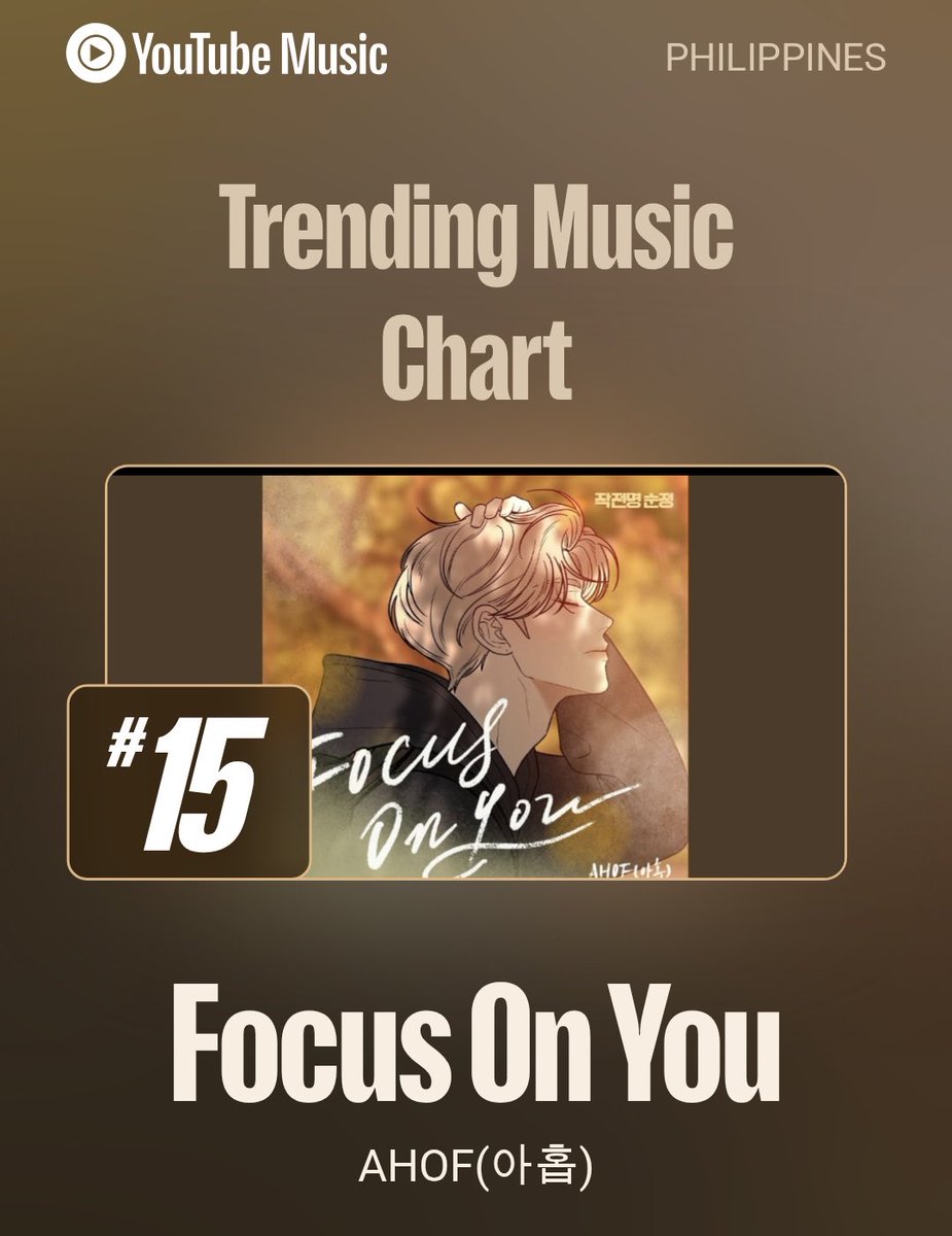 AHOFMUSICSTREAM's tweet photo. #AHOF #JL and #HAN “Focus On You” is still charting on YouTube Music’s Trending Music Philippines at #15!

Source: https://t.co/rMOxrV7Lk4 https://t.co/R43q7ZofQg