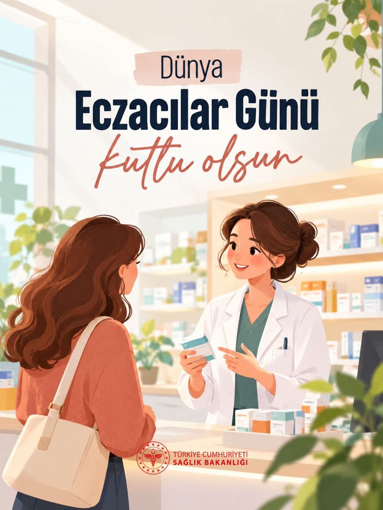 saglikbakanligi's tweet photo. Bilgi ve tecrübeleriyle vatandaşlarımızın yanında olan, sağlık hizmetlerimizin önemli bir parçası olarak özveriyle görev yapan tüm eczacılarımıza teşekkür ediyoruz.

Dünya Eczacılar Günü kutlu olsun. 💐 https://t.co/D6oLQmUbtg