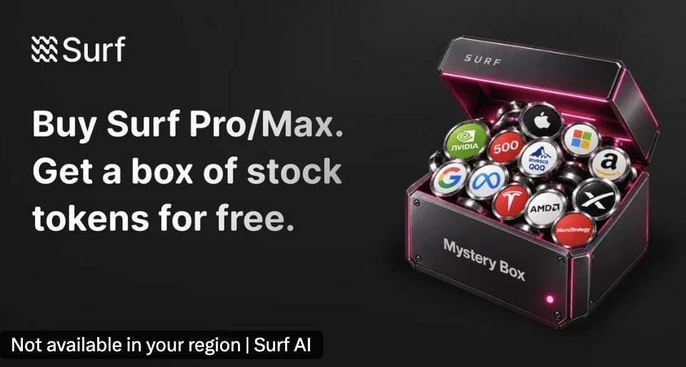 fantaixi0896's tweet photo. Surf 的 Mystery Box 第二周又补货了。

简单说，这不是让你单独花钱买一个“盲盒”，而是你买 Surf 一年的 Pro / Max 会员，官方顺手送你一个 Mystery Box。

盒子里不是实物，而是 Robinhood Chain 上的代币化美股，目前看到的标的包括 NVDA、AMD、AMZN、AAPL、MSFT、GOOGL、META、TSLA、SPY、QQQ 等。

最吸引人的当然是金额。

第一周有人开出过 $15,460 的 NVDA，也有人开到 $5,880 的 AMD、$3,700 的 NVDA。

第二周官方补了 600 个盒子，最高宣传额度依然接近 $15,000。

但这里一定要冷静一点：

最高金额 ≠ 大多数人的结果。

以官方公布过的一组 Pro 奖池来看，比较常见的是 $165 和 $228 两档，合计占了 88%。真正几百、几千甚至上万美元的档位，概率会明显低很多。

所以这活动真正的玩法，其实是：

你花钱买一年 Surf 会员 → 获得一个 Mystery Box → 开出一定价值的代币化股票 → 用股票价值抵掉部分会员成本。

比如 Pro 活动价如果是 $228，开到 $165，相当于会员实际成本下降到六十多美元；如果刚好开到 $228，基本就把会员费抵回来了。

当然，如果开到几百、几千美元，那就是另外一种结果。

还有一个比较容易忽略的规则：

开出来的奖励不是 100% 都能马上拿。

目前的规则是大约 90% 可以直接领取，剩下 10% 需要把赠送的会员席位送给别人，并且对方完成激活后才能解锁。

所以你买到的其实是：

一年 Surf 会员 + 一个 Mystery Box + 一个可以转赠的会员席位。

而不是简单的“花 228 美元抽股票”。

另外，盒子里的东西属于代币化股票，并不等于你真的拥有英伟达、苹果这些公司的正股。它更多是链上的股票价格敞口，具体能不能交易、怎么兑换、流动性怎么样，都要以实际页面和钱包规则为准。

这次 Surf 还把 Mystery Box 和 Waves Season 2 放在了一起。

所以如果本来就准备长期用 Surf，顺便拿一个盒子，我觉得逻辑比较简单；

但如果完全不用 Surf，只是冲着“最高 $15,000”去买，那就要慎重一点。

毕竟头奖很诱人，但真正决定这活动值不值的，从来不是那张宣传海报，而是：

你花多少钱、抽到什么、锁了多少，以及你本来到底需不需要 Surf。

第二周目前是 600 个盒子，官方预计很快售罄。

想参与的话，建议下单前先把地区限制、Pro/Max价格、奖池、支付方式以及 90%/10% 的领取规则全部看清楚。

别只盯着那句：

“Up to $15,000+ in tokenized stocks.”

盲盒嘛，最重要的永远不是“最高能开多少”，而是“自己愿意花多少钱去开”。
@SurfAI
@Surfdeveloper
@Syu990
@ryanli