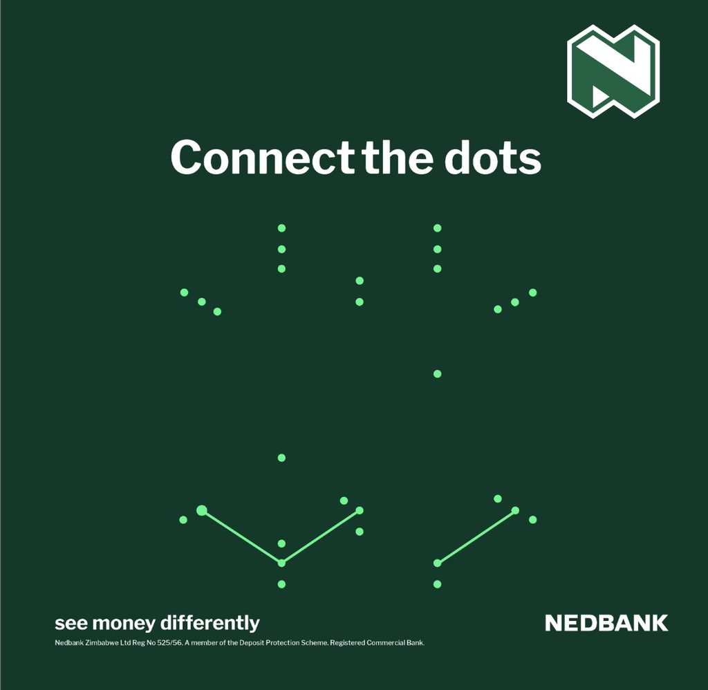 NedbankZimbabwe's tweet photo. Today calls for a little fun, blow off some steam and connect the dots. Take a screenshot and post the picture in the comments after you are done. Share with some friends and family so they can blow off some steam too.
#Nedbank #Funfriday #Connectthedots https://t.co/Ti0dLmHPWb