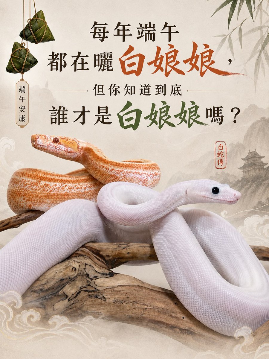 SimoneMinrkh's tweet photo. 端午節常有人曬「白素貞」，但白化與白變其實是兩種不同的基因機制。白化是無法製造黑色素；白變則是色素細胞未能正常遷移。此白非彼白，你分得清嗎？ https://t.co/D3dWCHV4Jx