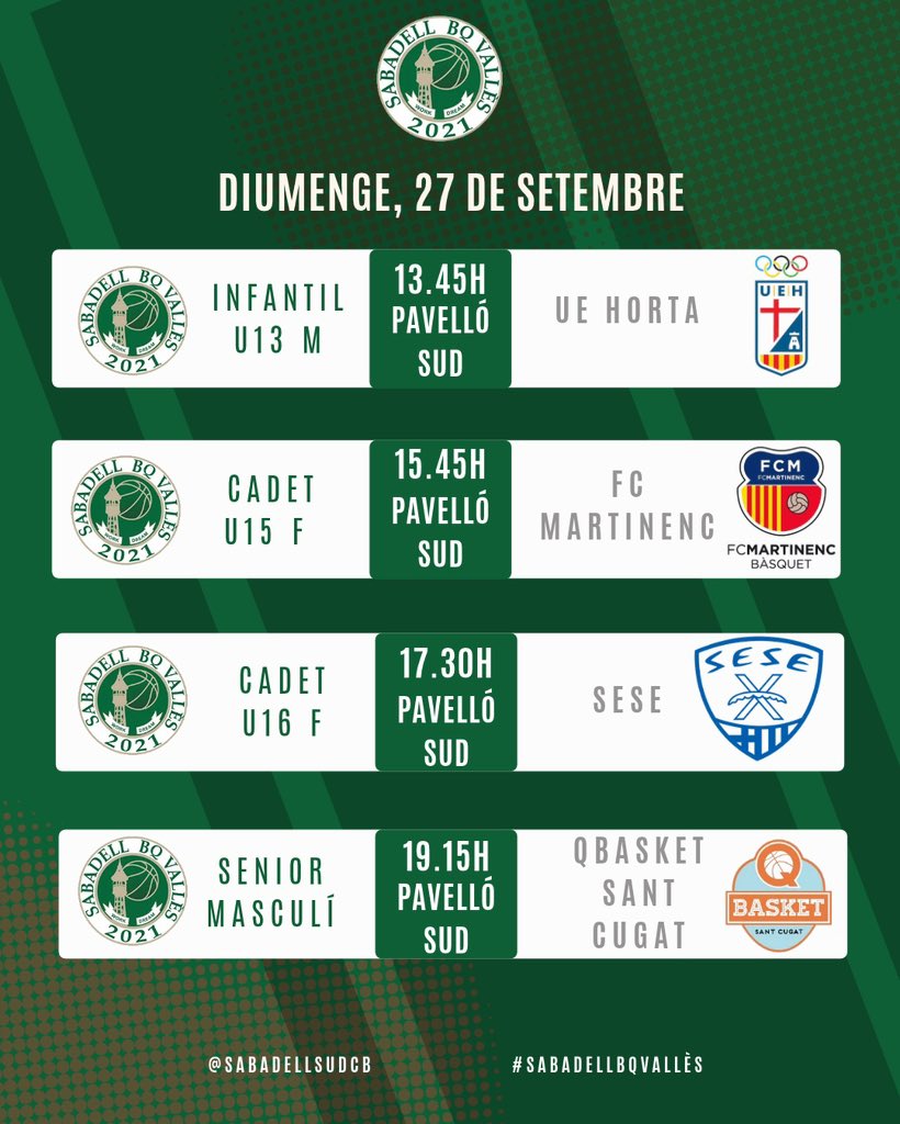 SbdBQValles's tweet photo. 💚PARTITS DEL CAP DE SETMANA💚 https://t.co/eLtRFsgjfA