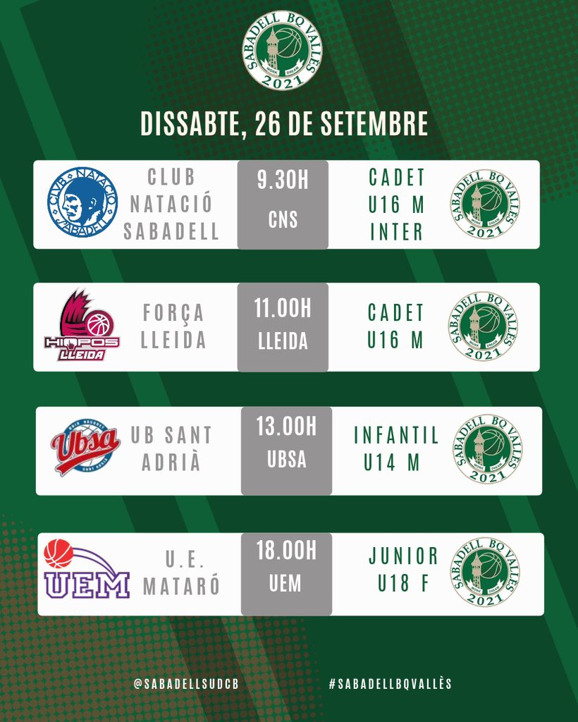 SbdBQValles's tweet photo. 💚PARTITS DEL CAP DE SETMANA💚 https://t.co/eLtRFsgjfA